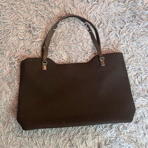 Vintage Banana Republic Black Leather Wool Tote Bag